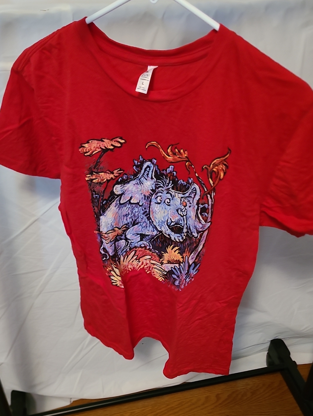 Dr. Seuss Red Short Sleeve Tee with Colorful Horton Art